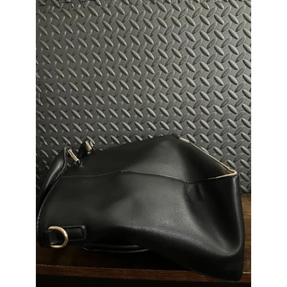 Marc New York Andrew Marc Black Faux Leather Satchel Purse Gold Tone Hardware